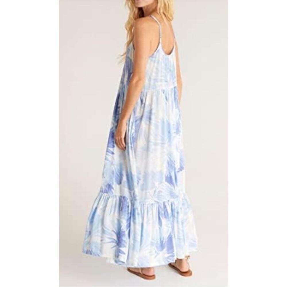 Z Supply Watercolor Lido Leaf Blue White Maxi Dress - Medium - Picture 2 of 6